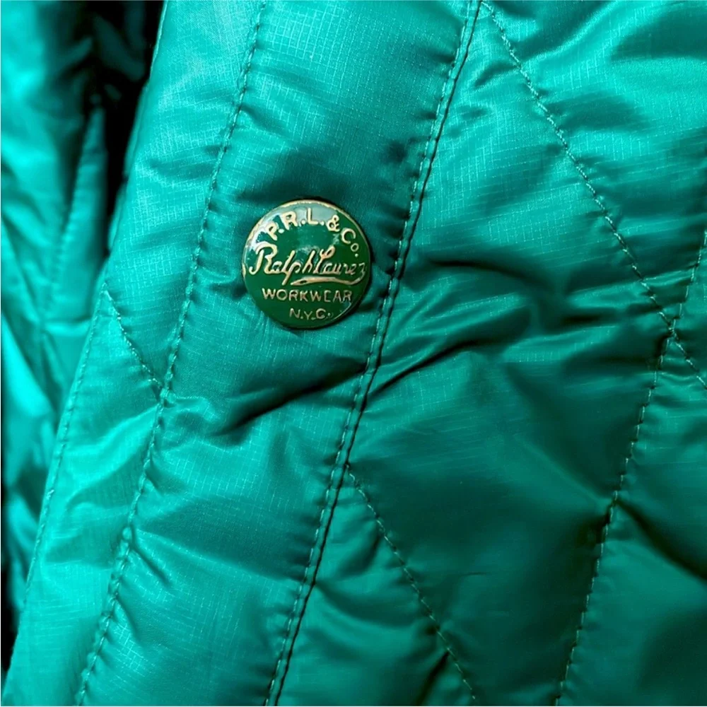 🔥 NEW Polo Ralph Lauren quilted puffer jacket satin shamrock green quarter zip